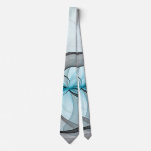 Cravate Abstrait Anthracite Gris Bleu Moderne Fractage Art