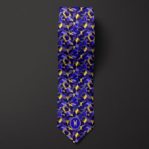 Cravate Abstrait bleu et or