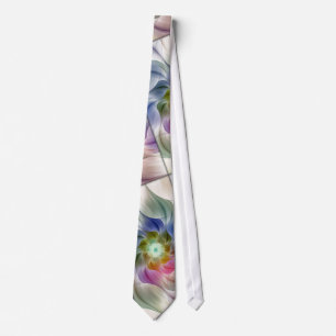 Cravate Abstrait de fleur fractale Pastel