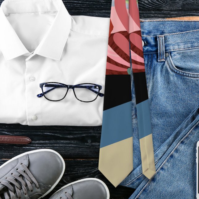 Cravate Abstrait Floral Striped Special (Abstract Floral Striped Monogram Neck Tie ©Susanne Sachers - Sunny Mind 🌞)