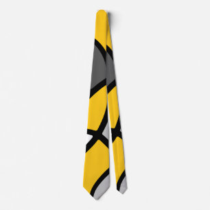 Cravate Abstrait gris jaune noir blanc