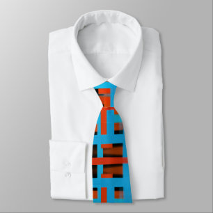 Cravate Abstrait Moderne Orange Bleu Bleu Brush traits