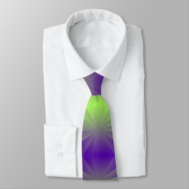 Cravate Abstrait moderne violet rayures vert motif (Attaché)