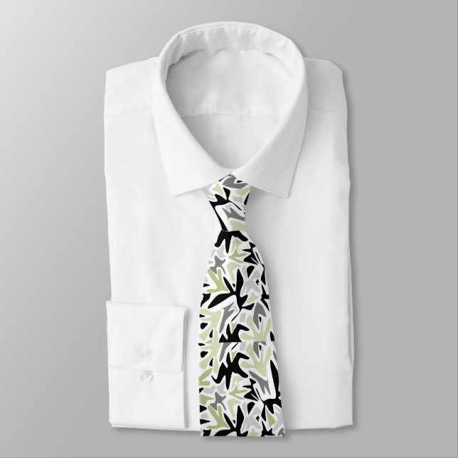 Cravate Abstrait, noir et vert, jeunesse, moderne, (Attaché)