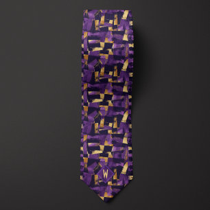 Cravate Abstraite de calotte violette et dorée