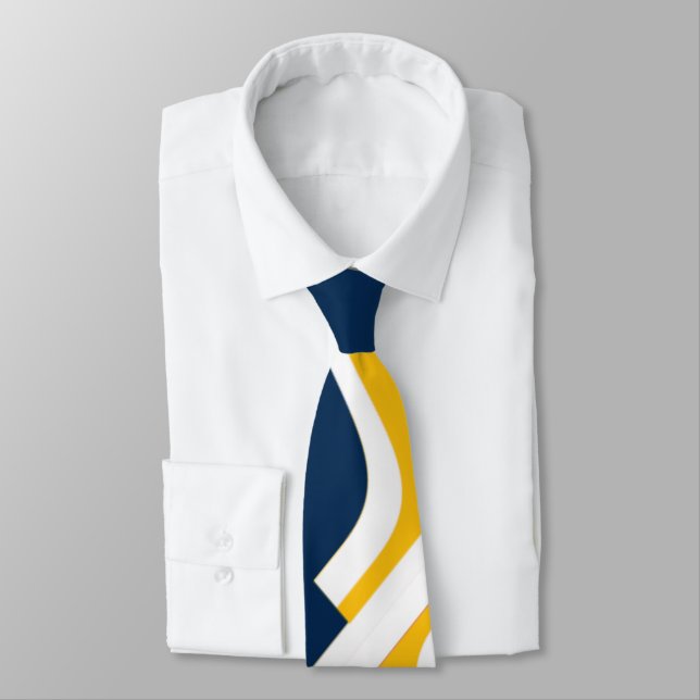 Cravate Abstraite jaune-or bleu et blonde blanche (Attaché)