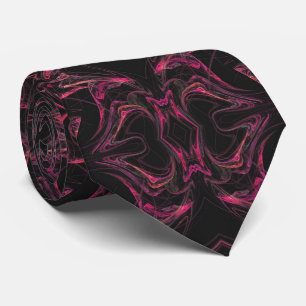 Cravate Abstraite noire et rose chaud