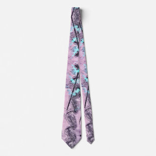 Cravate Abstraite rose, turquoise et noire