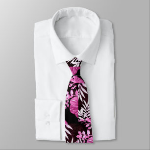 Cravate - Abstraits Feuilles tropicaux Vin rose