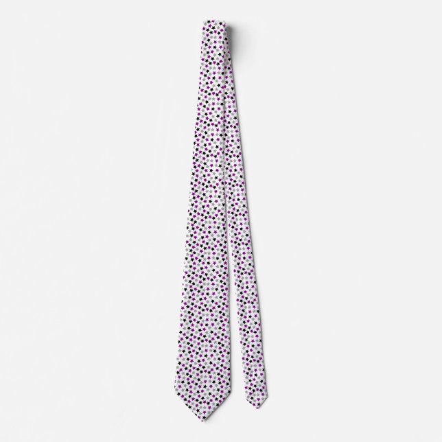 Cravate Ace Pride Étoiles violet gris noir blanc (Devant)
