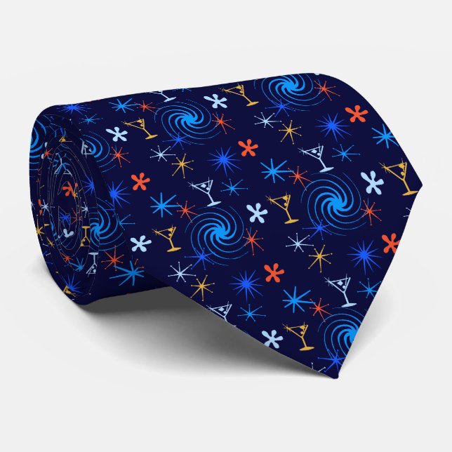 Cravate Ad Man Martini Foulard Navy à deux côtés (Roulé)
