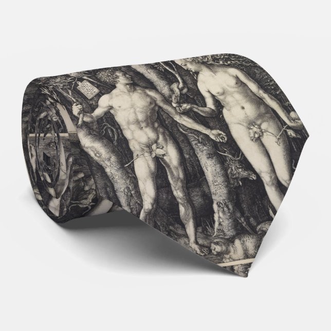 Cravate Adam et Eve Engraving par Albrecht Durer (Roulé)