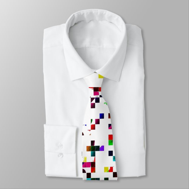 Cravate Ado de Pixels multicolores (Attaché)