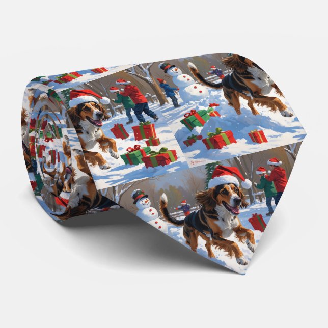 Cravate Afghanistan Hound Festive Snow Scene (Roulé)