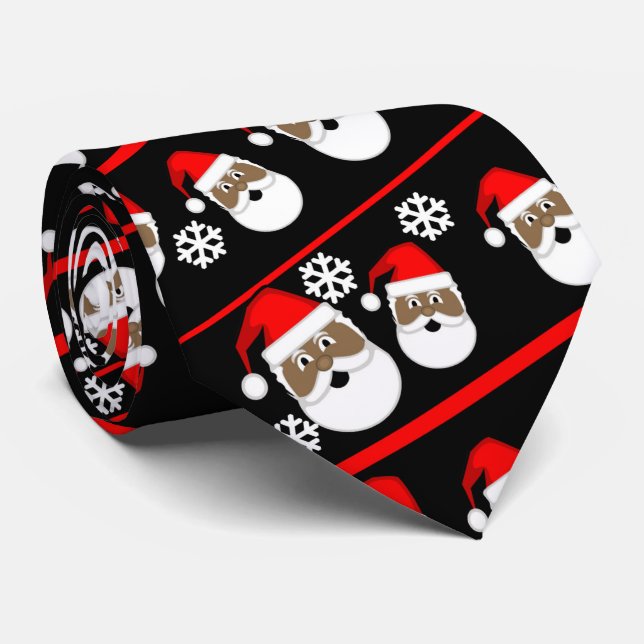 Cravate Afro-américain Père Noël (Roulé)