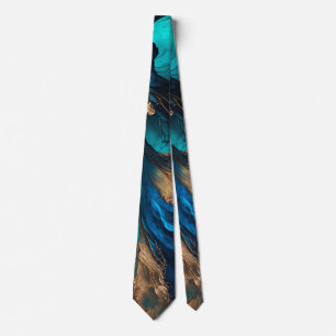 Cravate Agate Bleu Nuit Or Pierre Précieuse Marbre Géode L