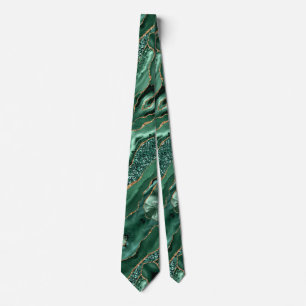 Cravate Agate Green Parties scintillant en or marbre émera