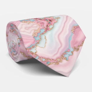 Cravate Agate Marble Moderne Blue Rose Gold Collection