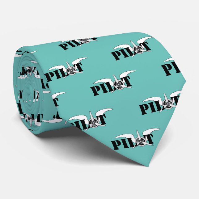Cravate Ailes du pilote Aviation Aviateur bleu Turquoise (Roulé)