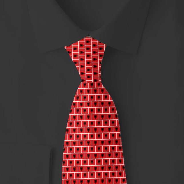 Cravate Albania Flag Brick Pattern (Créateur téléchargé)
