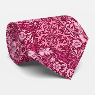 Cravate Algue de Nouveau d'art florale, Bourgogne et rose