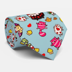 Cravate Alice Wonderland Mad Hatter Cat Doodle Art by Leah