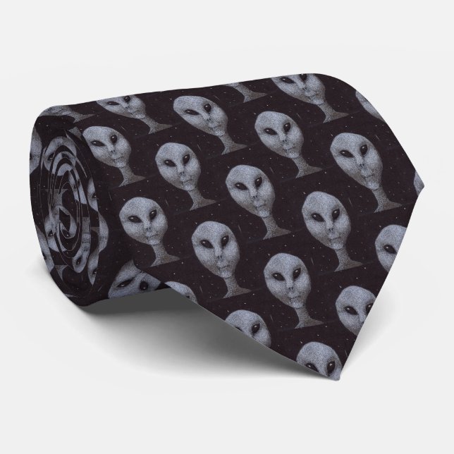 Cravate Aliens gris (Roulé)