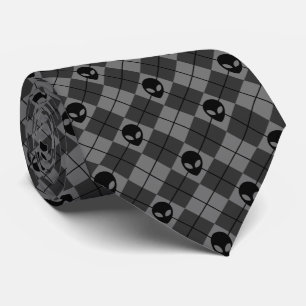 Cravate Aliens têtes noir et gris Jacquard céleste Motif