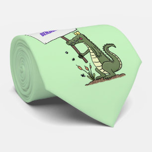 Cravate Aligator de crocodile drôle avec dessin animé