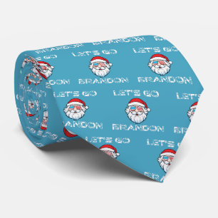 Cravate Allez Brandon Joe Biden Père Noël Christmas Blue
