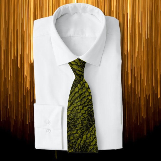 Cravate Alligator Couleur or Faux Cuir (Créateur téléchargé)