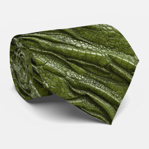 Cravate Alligator Crocodile Dragon Serpent Cuir Vert