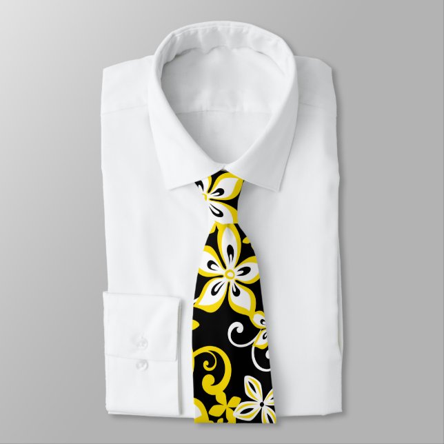 CRAVATE ALOHA HAWAII (NOIR/JAUNE) (Attaché)