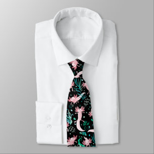 Cravate Alotta Pink Axolotls on Black Neck Tie
