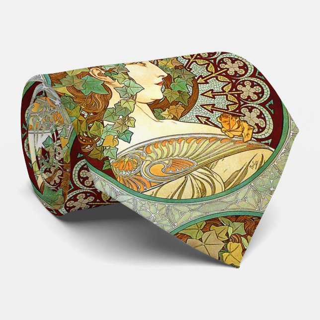 Cravate Alphonse Mucha, "Ivy" (Roulé)