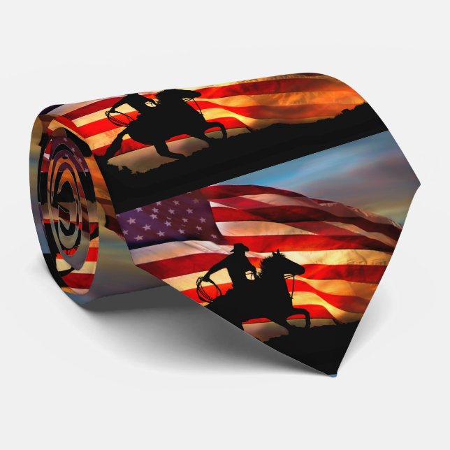 Cravate American Flag et Cowboy Patriotique (Roulé)