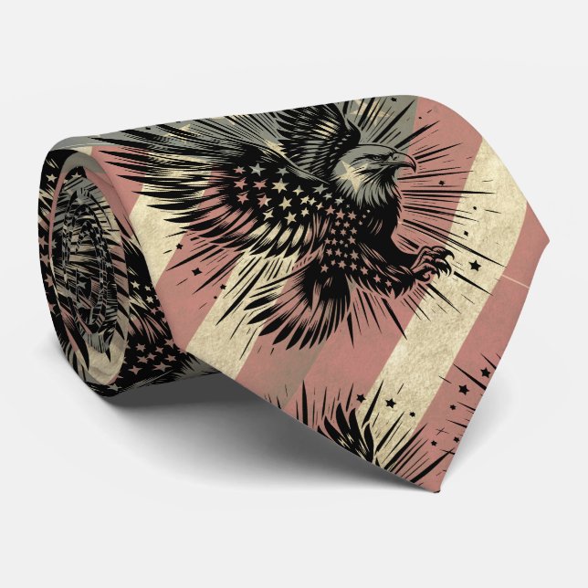 Cravate American Flag Grunge Bald Eagle Patriotique (Roulé)