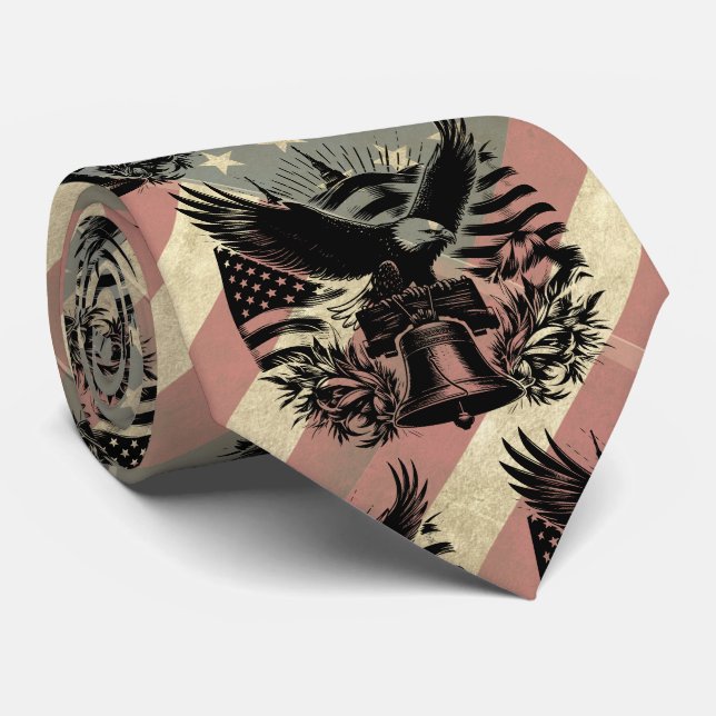 Cravate American Flag Grunge Bald Eagle Patriotique (Roulé)