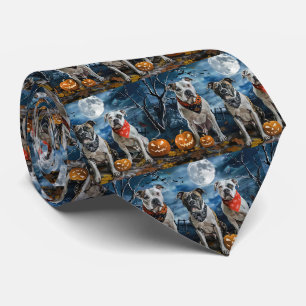 Cravate American Staffordshire Halloween Éffrayant