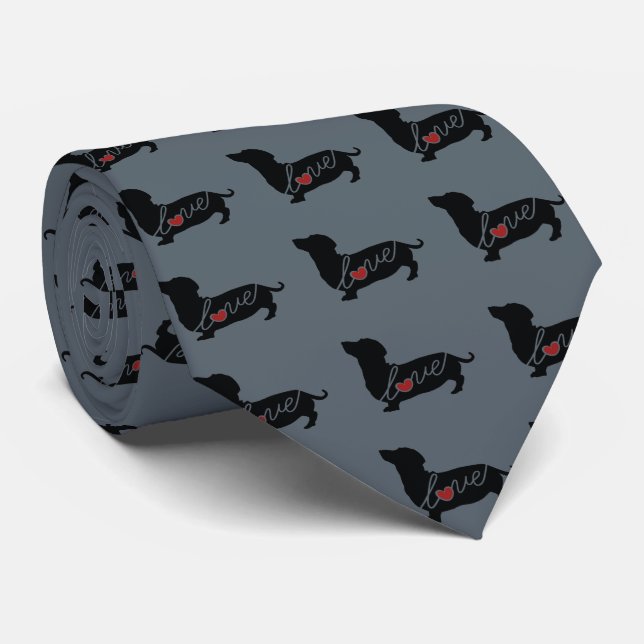 Cravate Amour de "chien de Weiner" de teckel (Roulé)