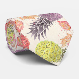 Cravate Ananas, couple sucré, fruit, aquarelle