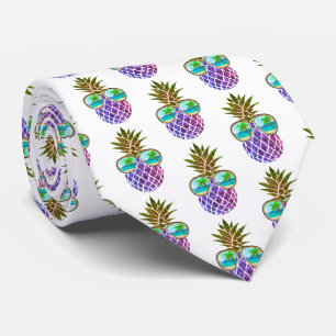 Cravate Ananas rétro boho avec lunettes de soleil