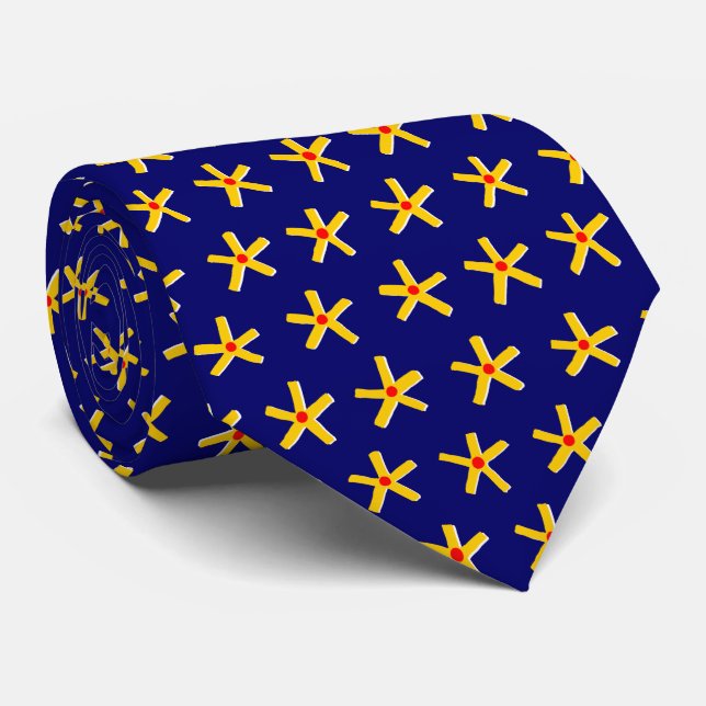 Cravate Ancien Motif égyptien Star V2 - Bleu foncé (Roulé)