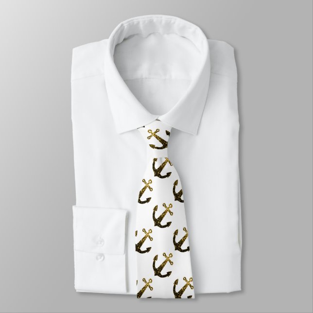 Cravate Ancre d'parties scintillant d'motif d'or faux bril (Attaché)