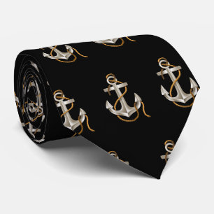 Cravate ancre nautique avec corde sur noir