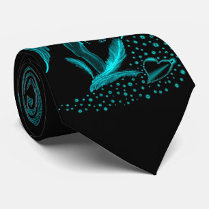 Cravate Angel perdu en amour, noir et vert Design