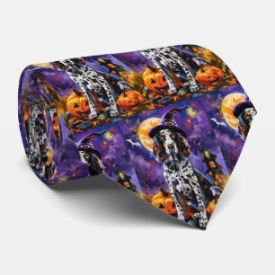 Cravate Anglais Setter Chien Halloween Sorcière Et Citroui