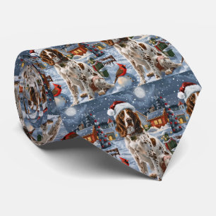Cravate Anglais Setter Winter Wonderland Christmas Joy