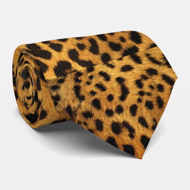 Cravate animal chic tendance motif brun empreinte de léopa (Roulé)