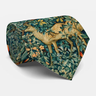 Cravate ANIMAUX FORESTIERS Renard rouge, Cou floral vert P